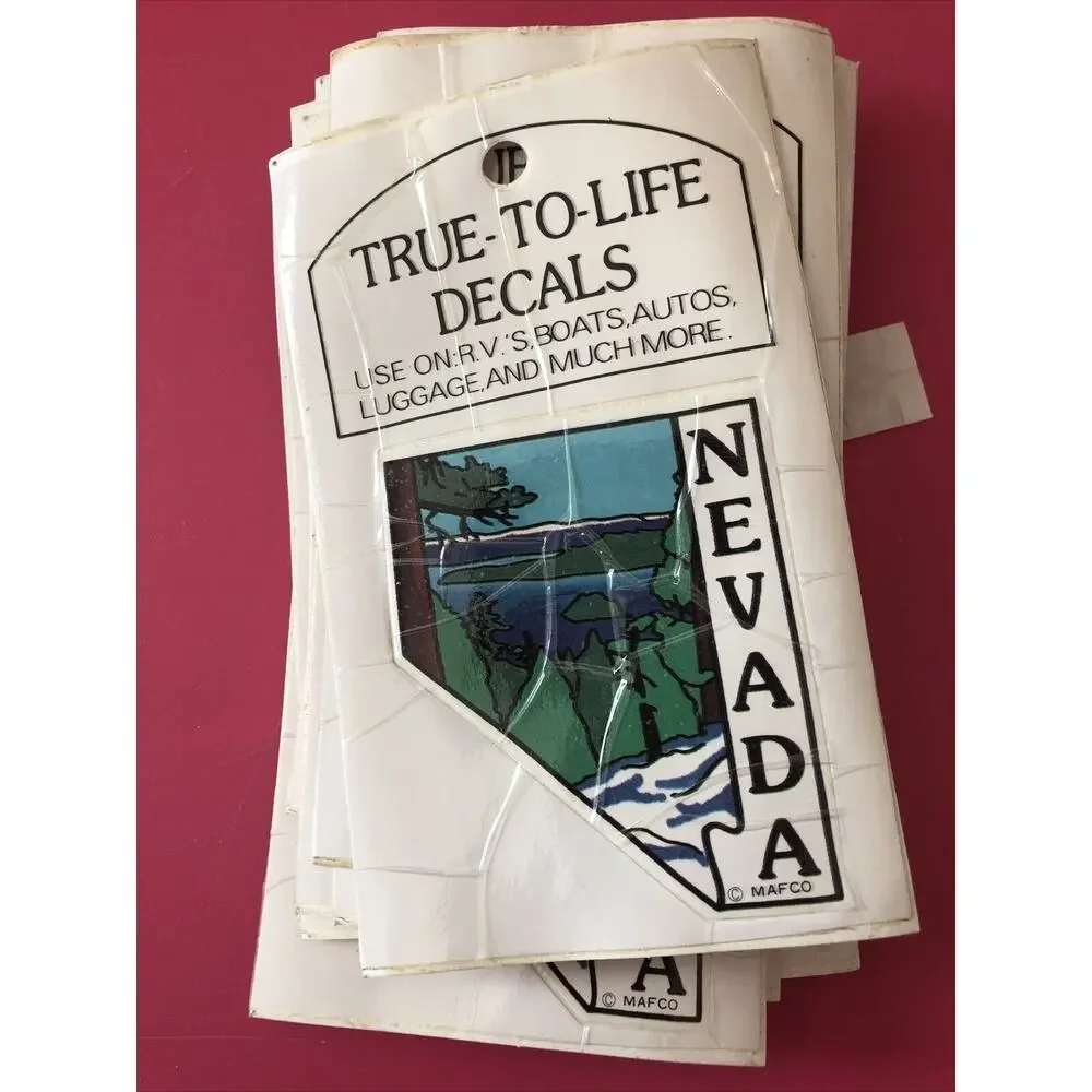 Vtg Lot Of 20 Nevada & US Flag True-to-Life Decal Logo Stickers Classic‎ MAFCO